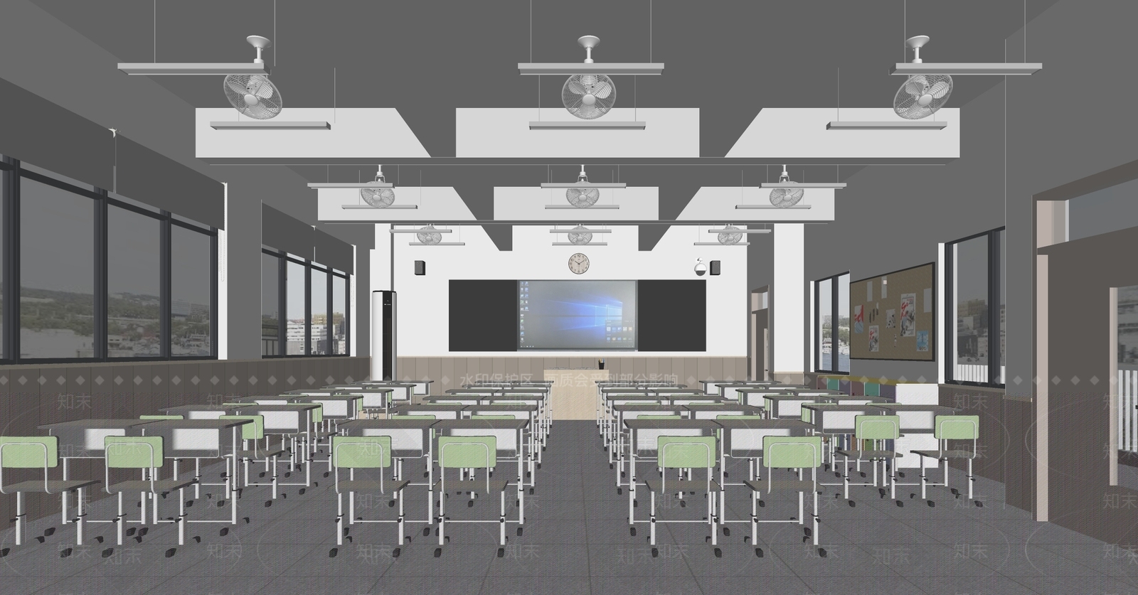 现代学校教室SU模型下载【ID:1145520634】