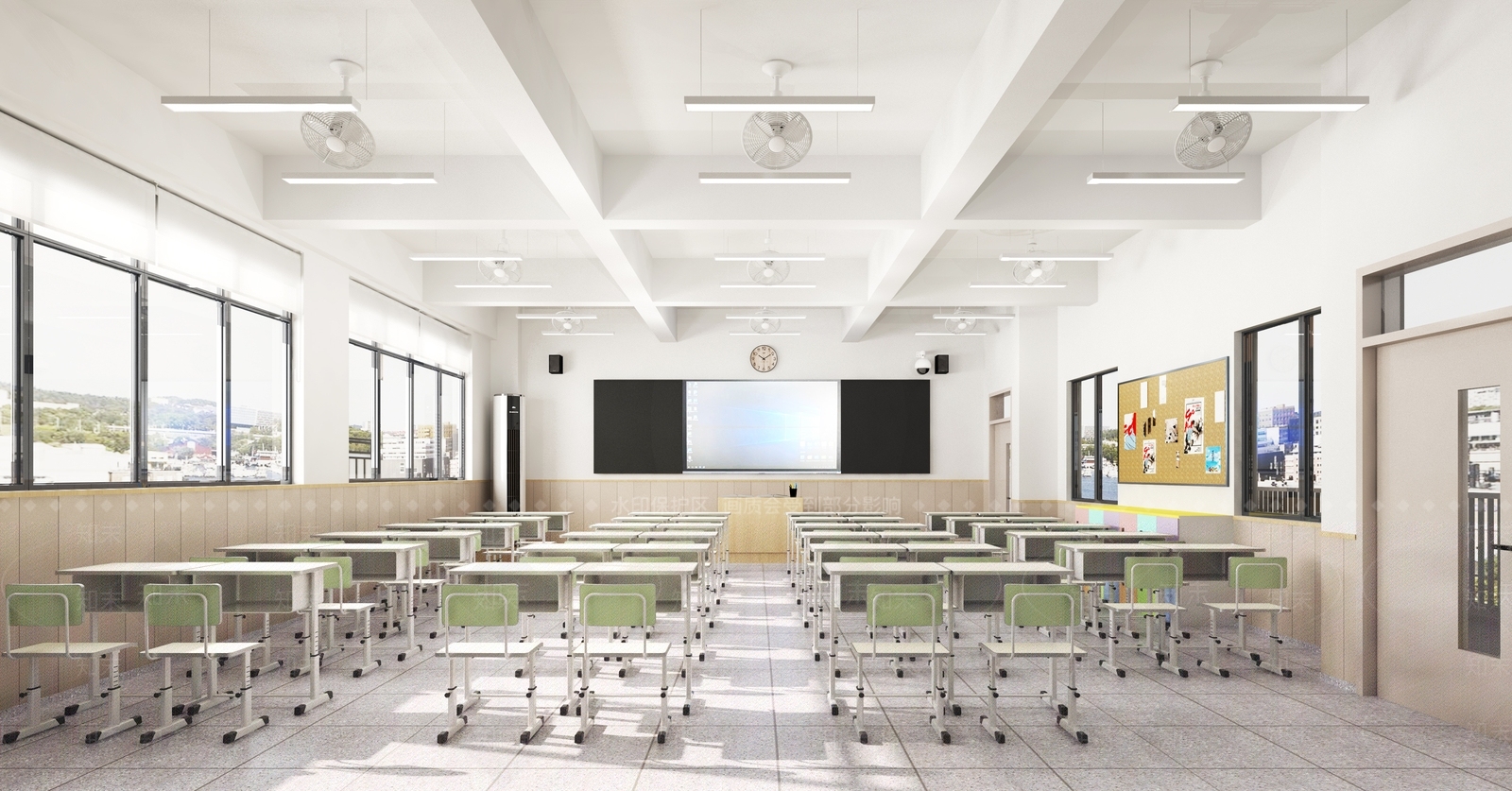 现代学校教室SU模型下载【ID:1145520634】