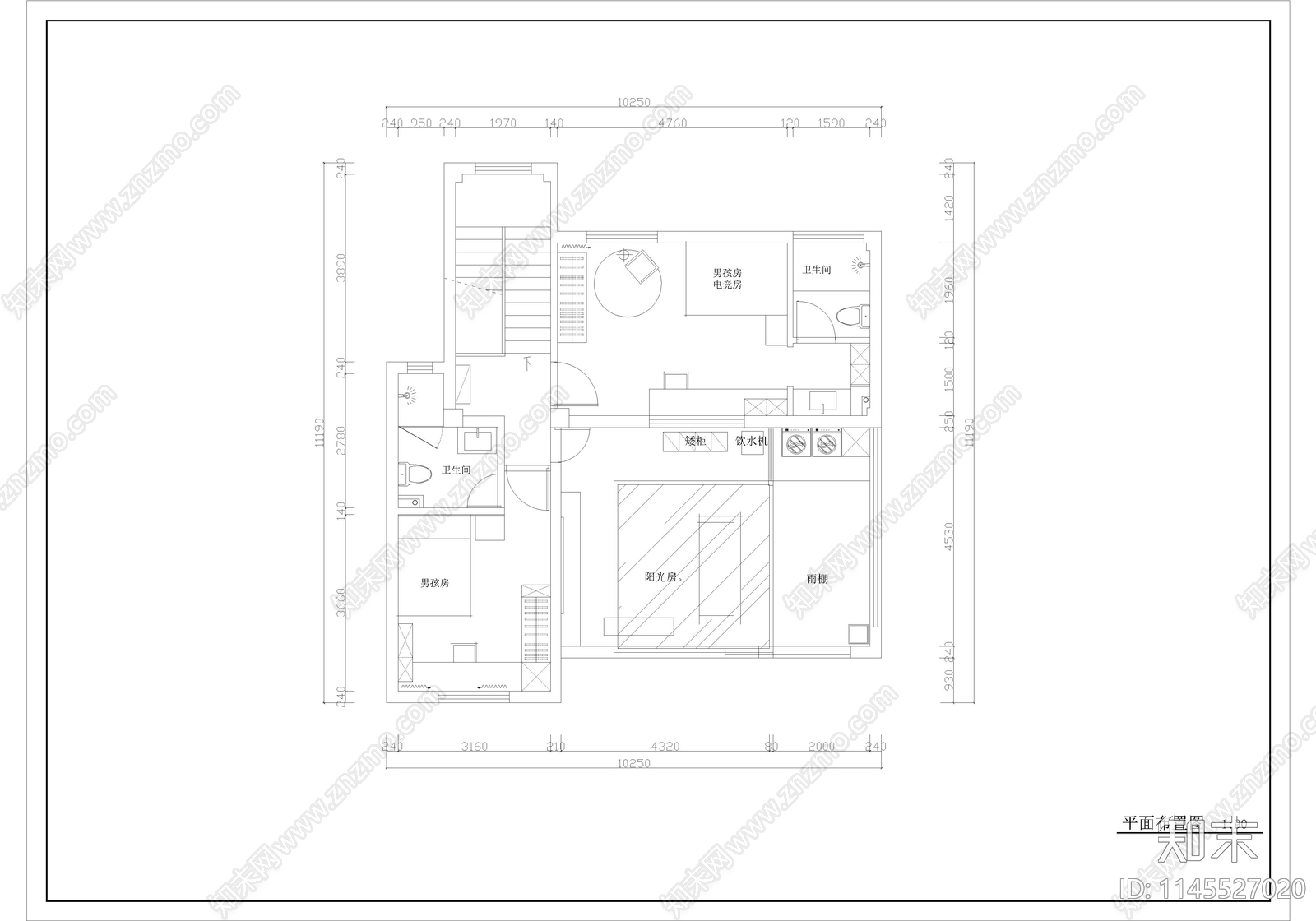 三层现代简约风格别墅室内cad施工图下载【ID:1145527020】