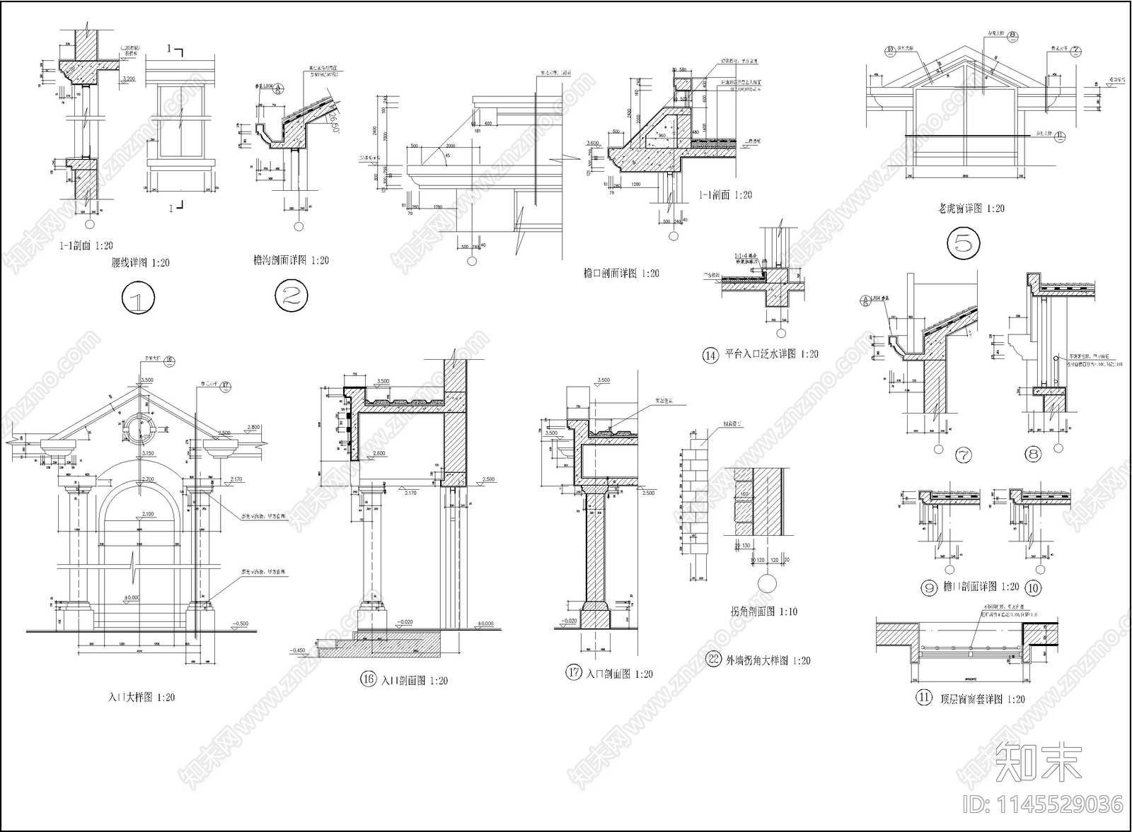 小单体别墅建筑cad施工图下载【ID:1145529036】