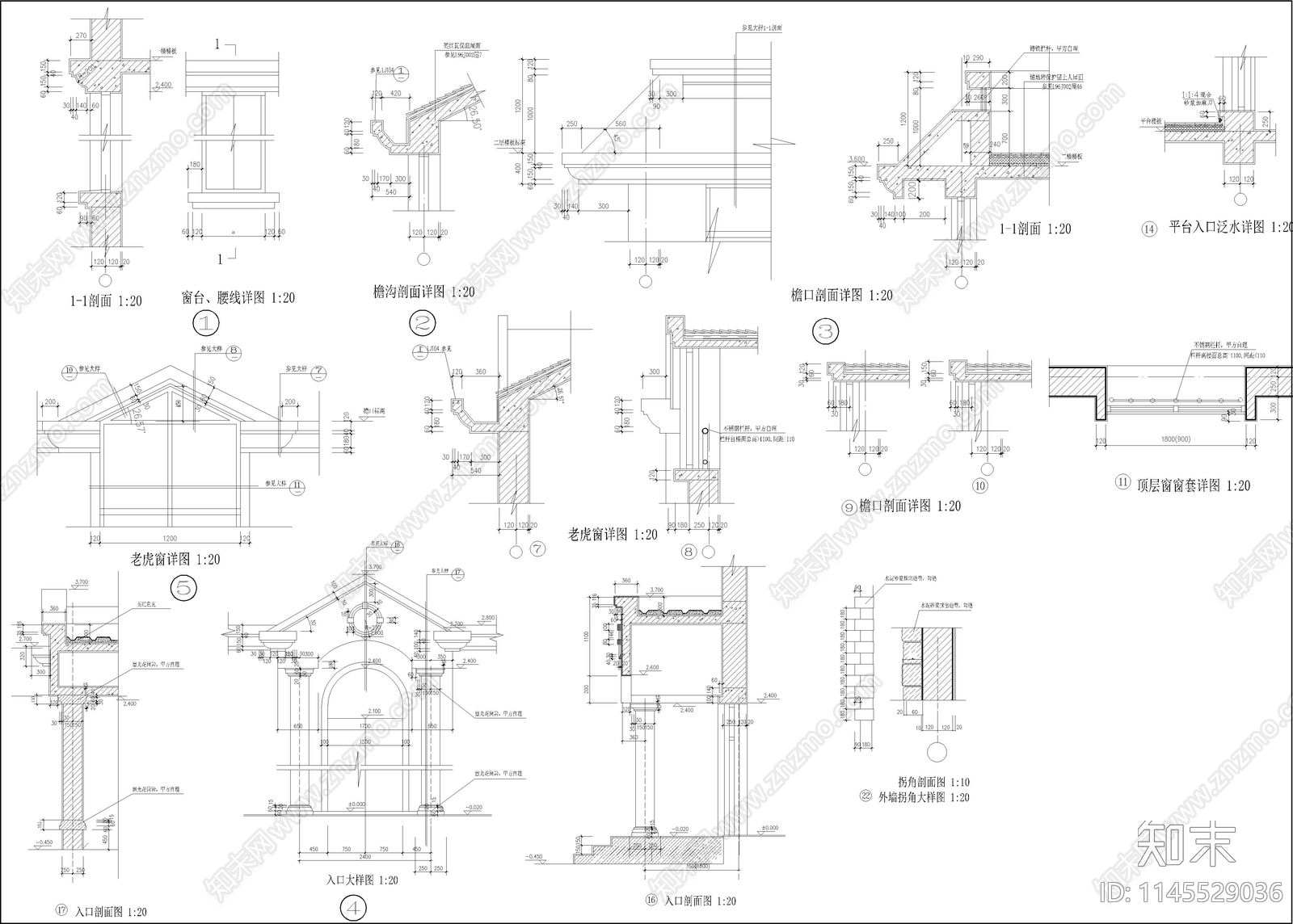 小单体别墅建筑cad施工图下载【ID:1145529036】