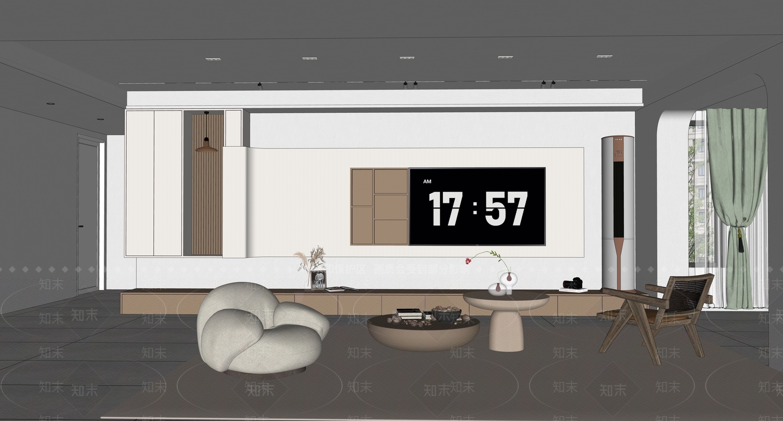 现代家居客厅SU模型下载【ID:1145529386】