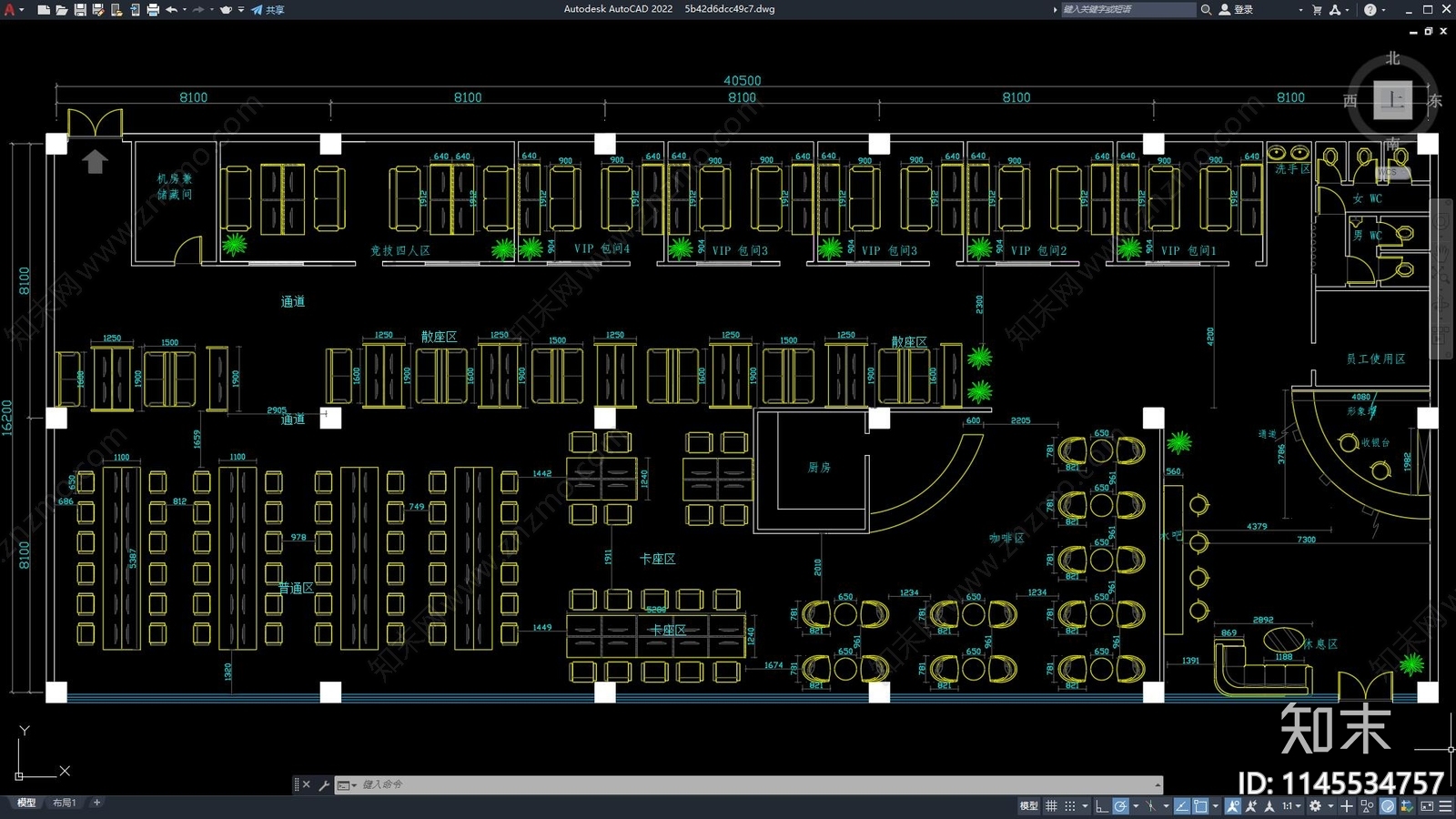 网咖平面布局施工图下载【ID:1145534757】