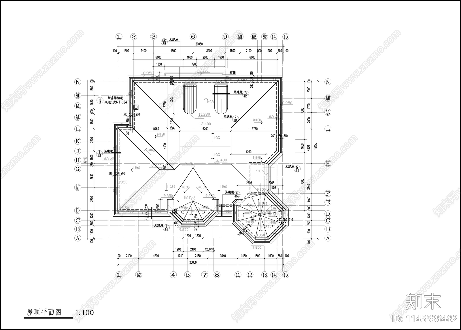 高档欧式别墅建筑图cad施工图下载【ID:1145538482】