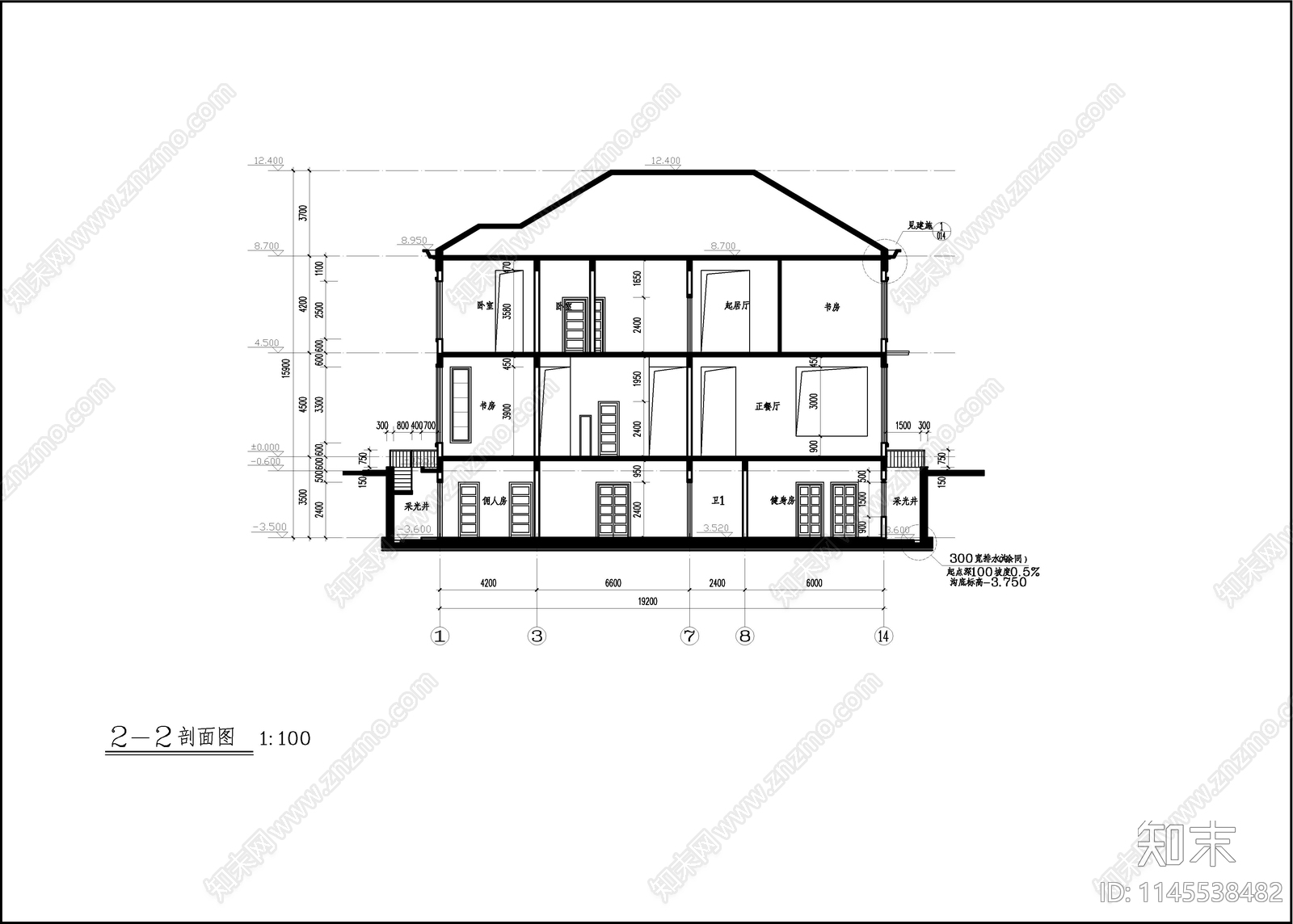 高档欧式别墅建筑图cad施工图下载【ID:1145538482】