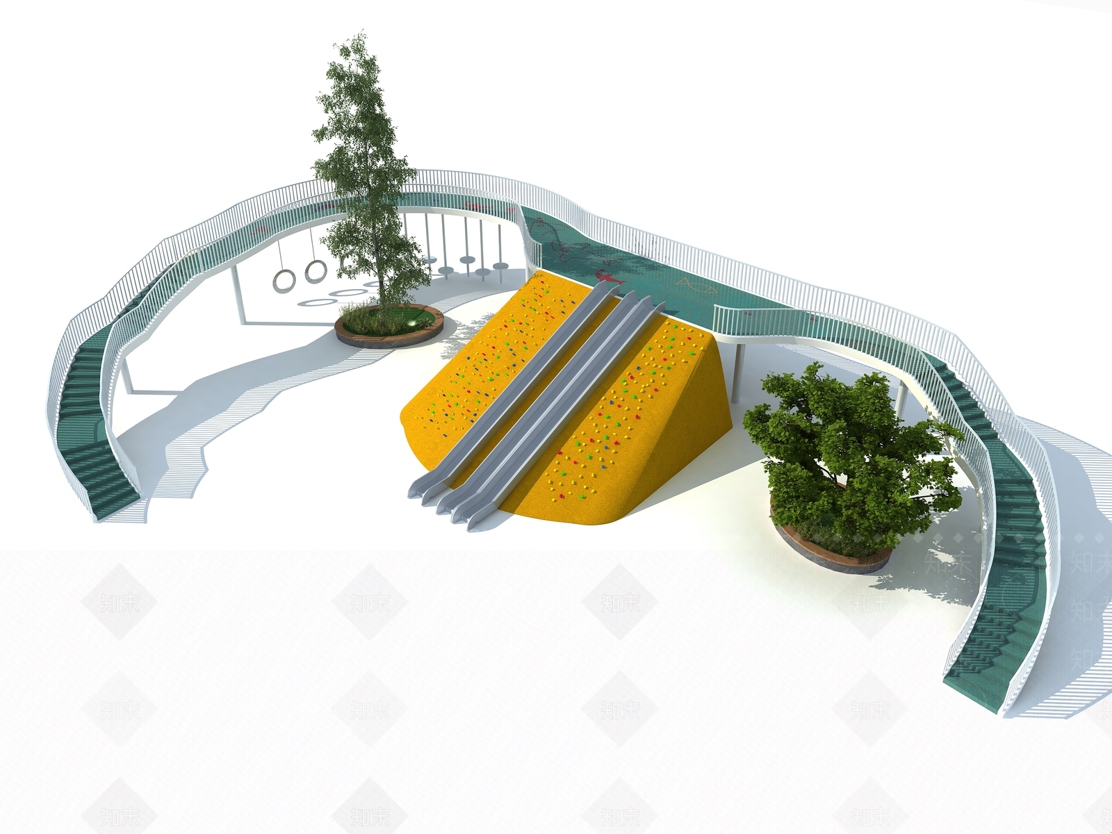 儿童活动攀爬滑梯SU模型下载【ID:1145540256】