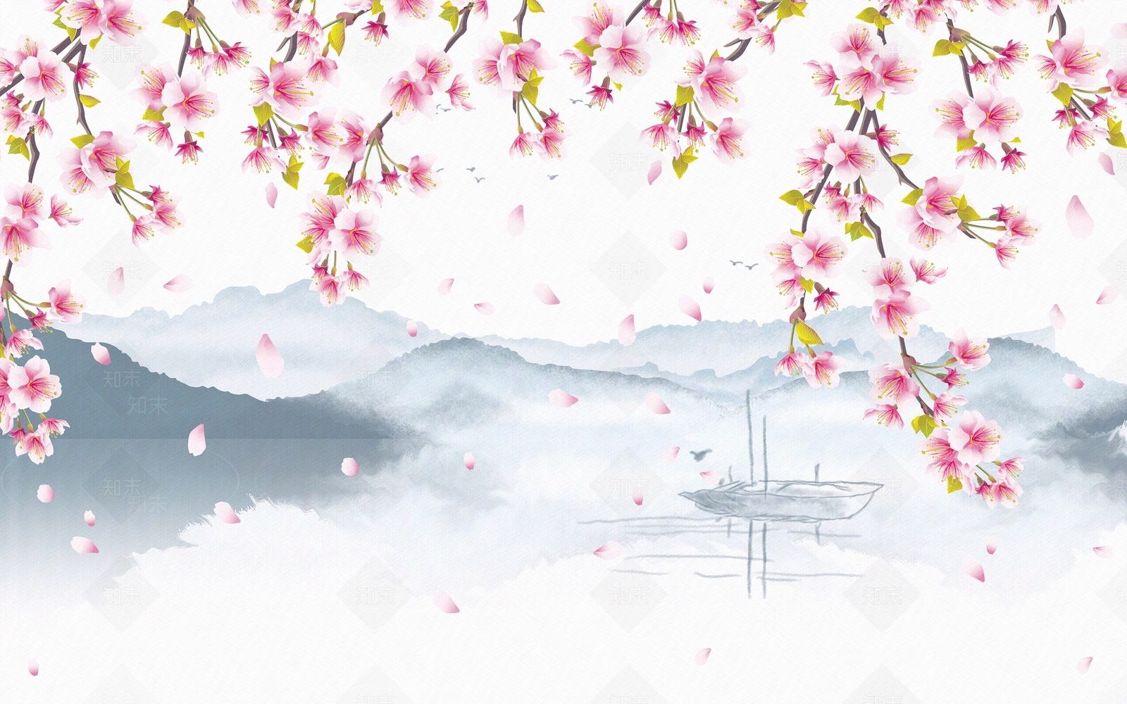 现代唯美简约风景画装饰画壁纸画贴图下载【ID:1145546308】