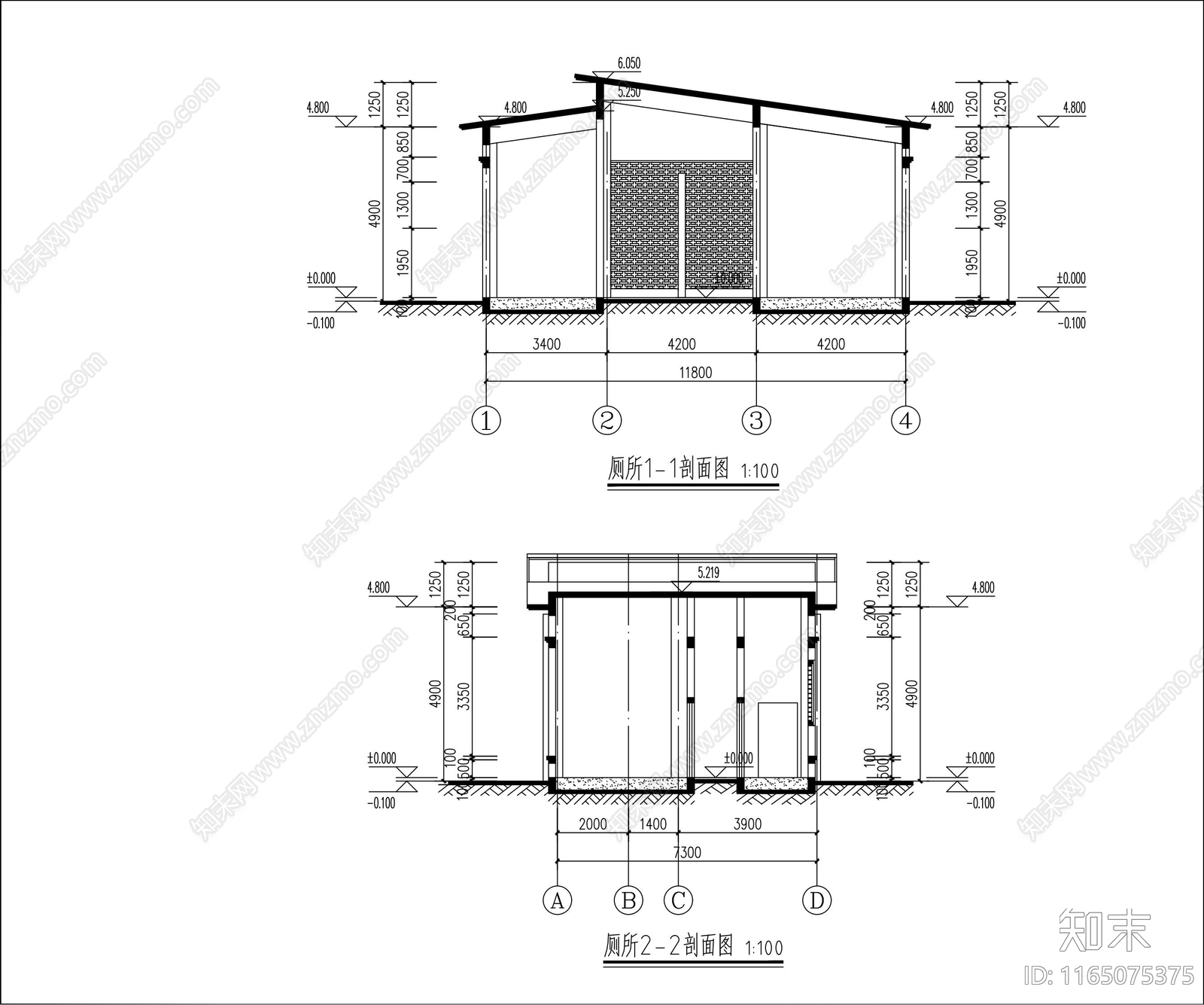 现代公厕cad施工图下载【ID:1165075375】