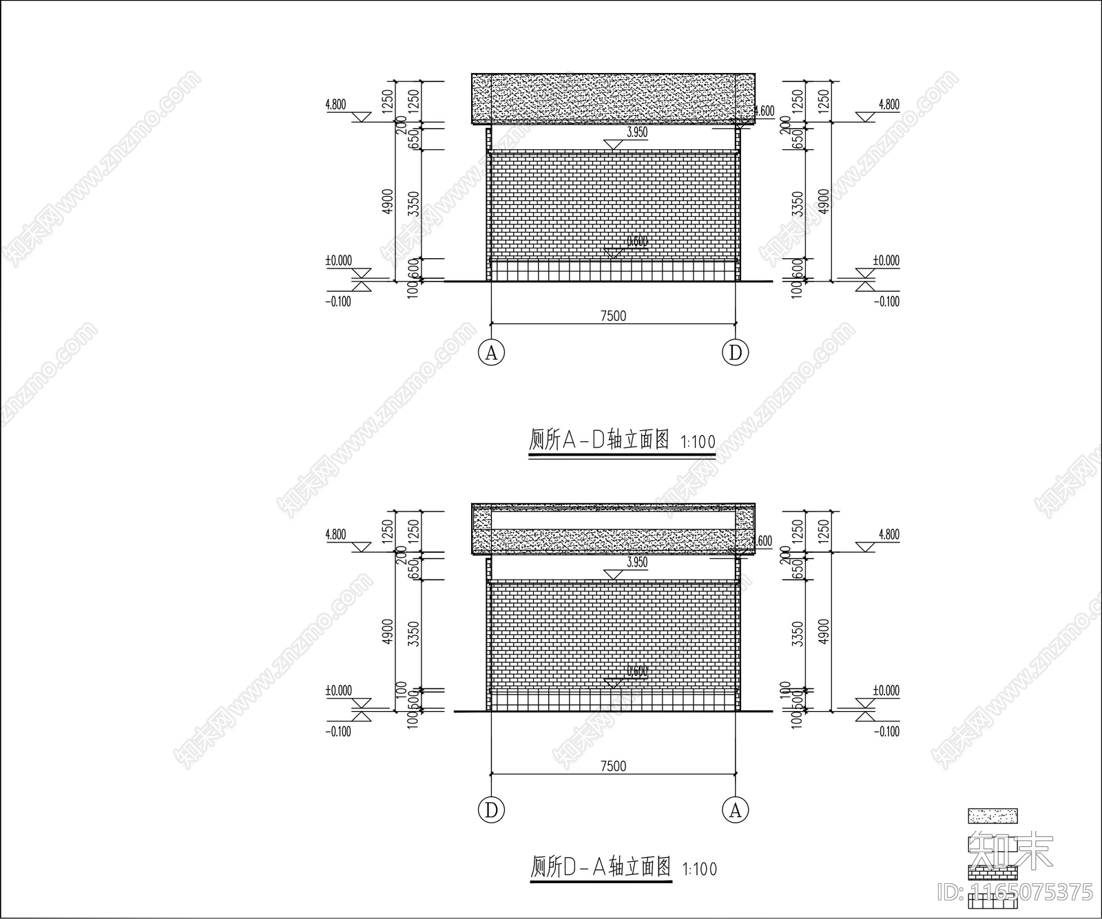 现代公厕cad施工图下载【ID:1165075375】