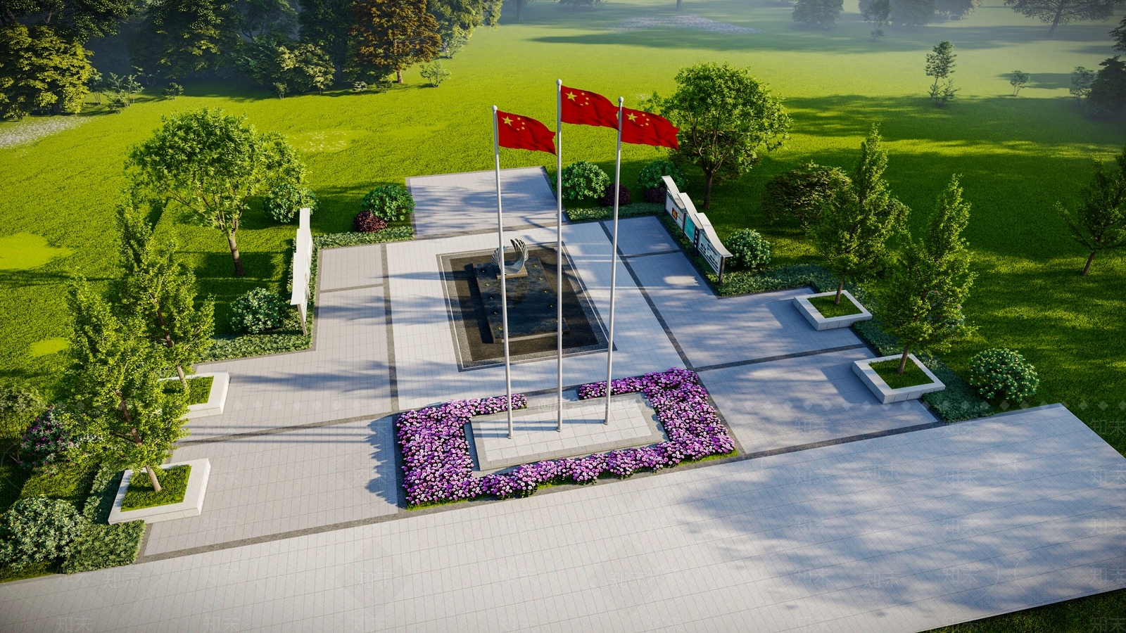 现代口袋广场景观SU模型下载【ID:1145545915】
