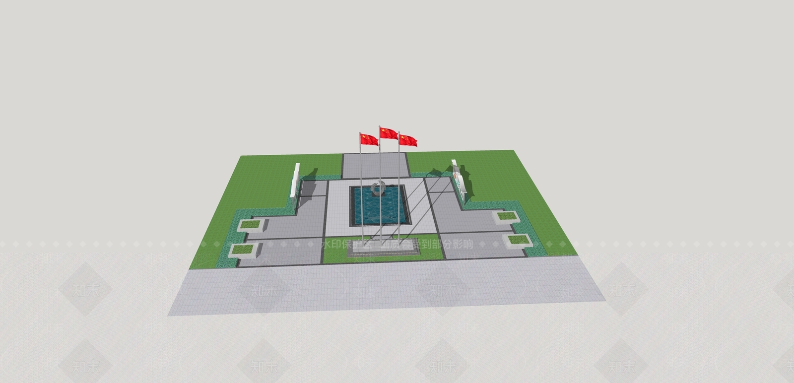 现代口袋广场景观SU模型下载【ID:1145545915】