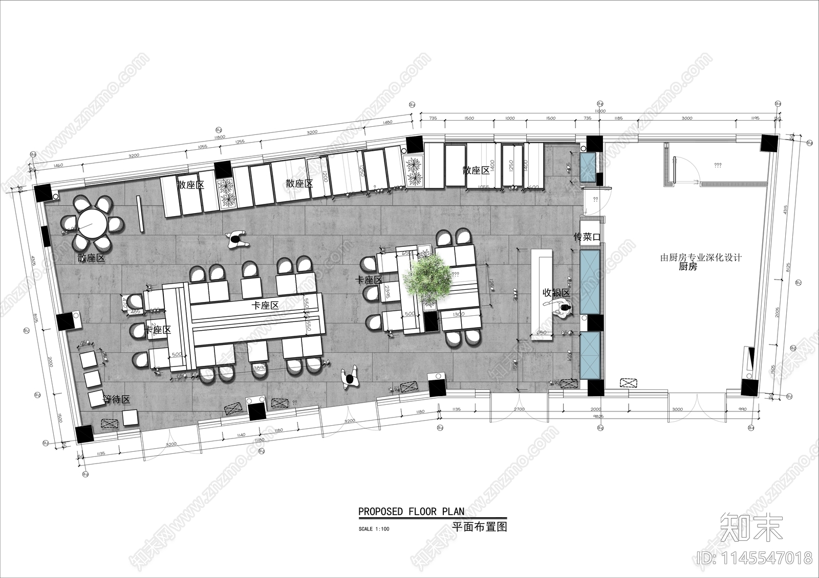 快餐店平面布局施工图下载【ID:1145547018】