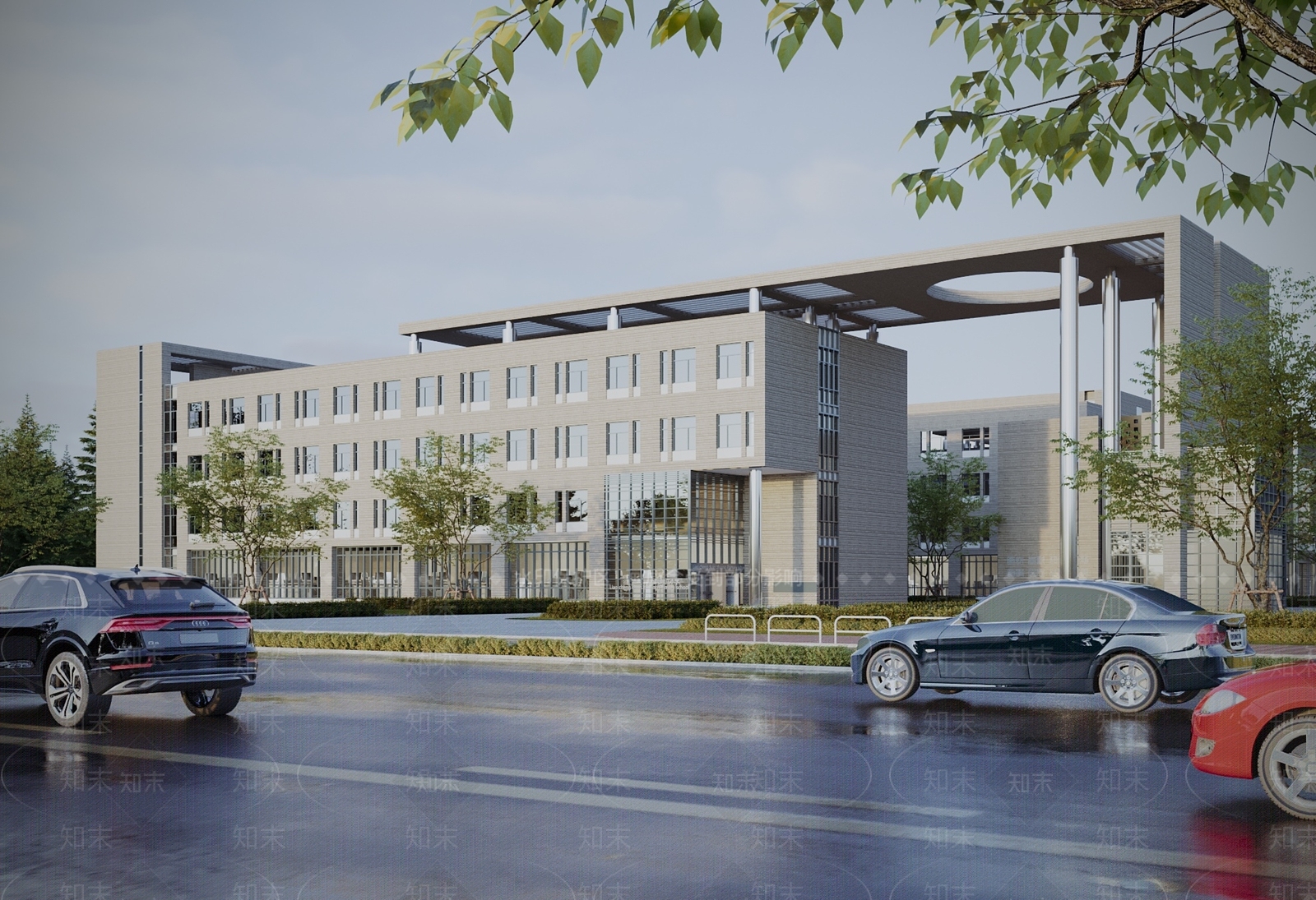 现代多层办公楼建筑3D模型下载【ID:1145554385】