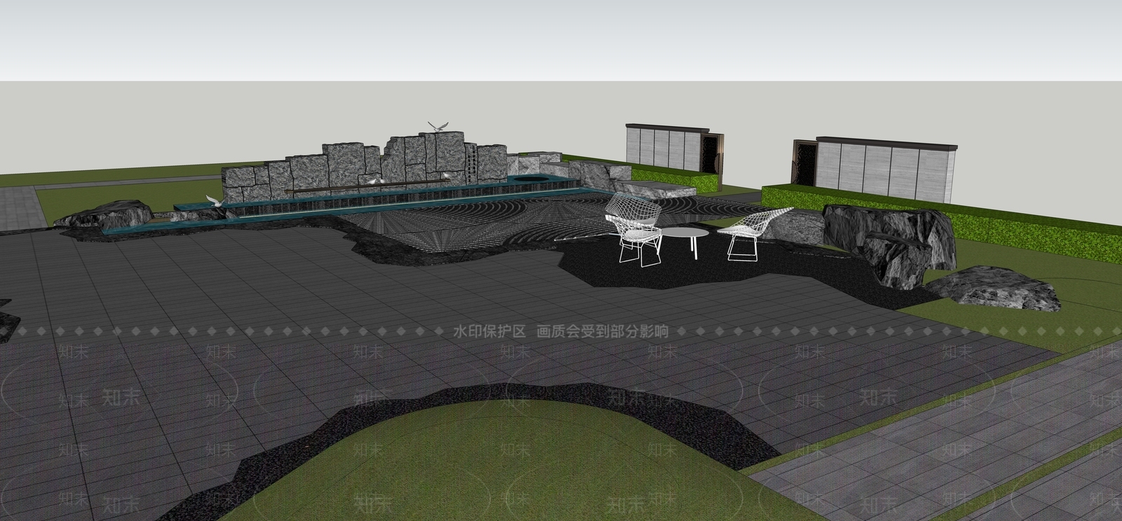 现代小区景观SU模型下载【ID:1145556822】