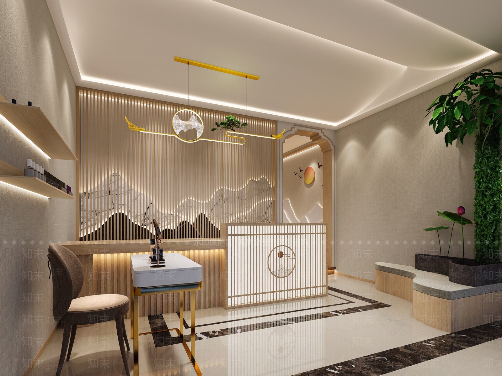 新中式美容SPA店3D模型下载【ID:1145561941】