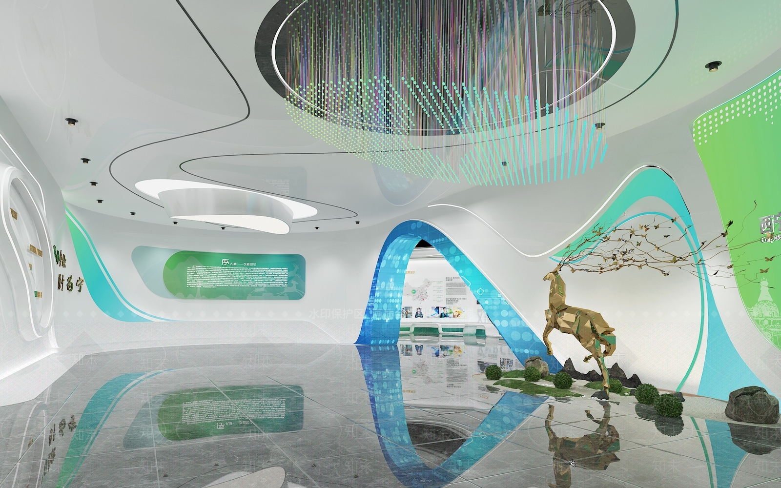 现代银行企业展厅3D模型下载【ID:1145564007】