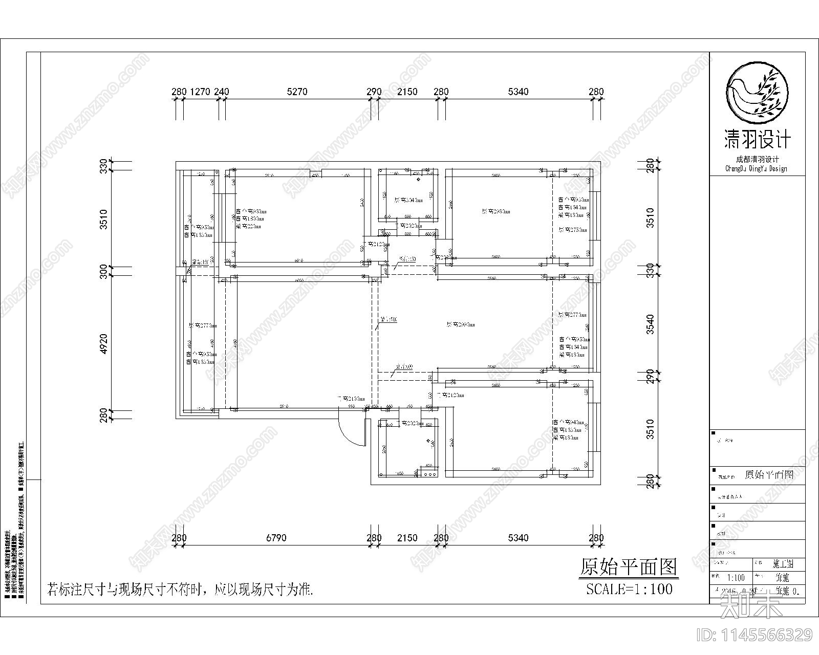 现代家装别墅平层室内cad施工图下载【ID:1145566329】