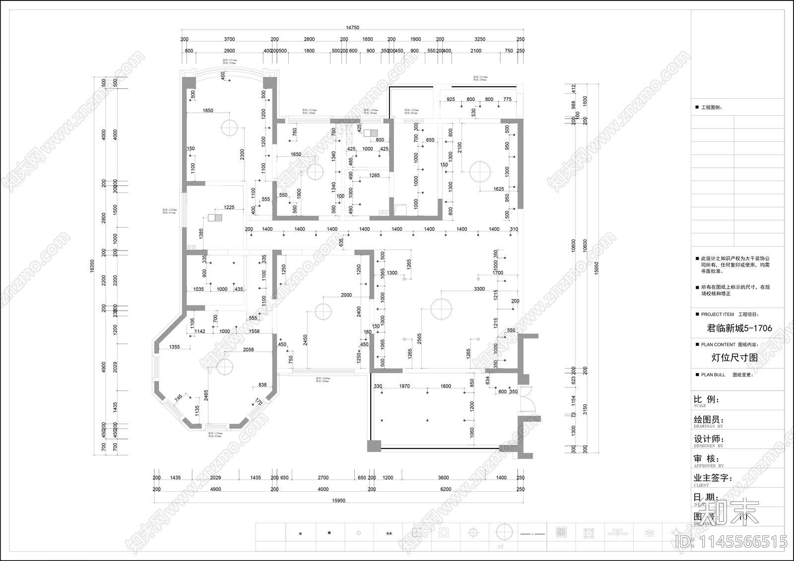 欧式家装平层室内cad施工图下载【ID:1145566515】