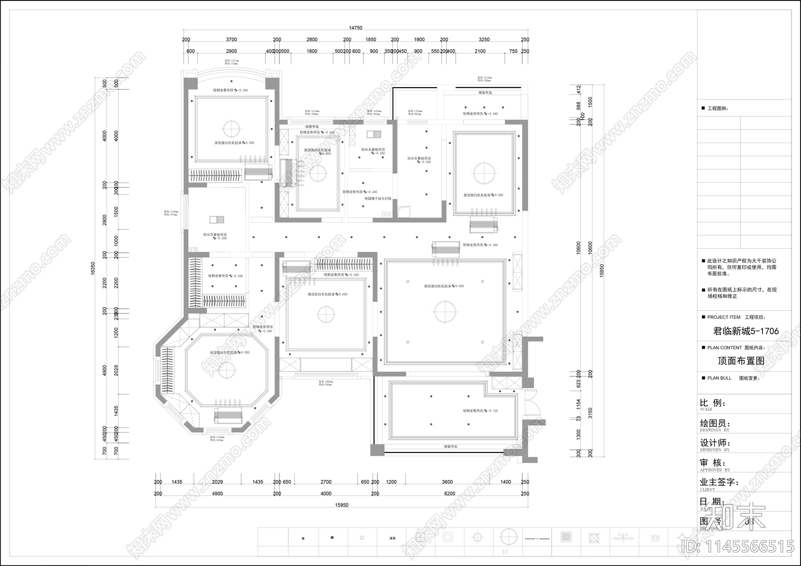 欧式家装平层室内cad施工图下载【ID:1145566515】