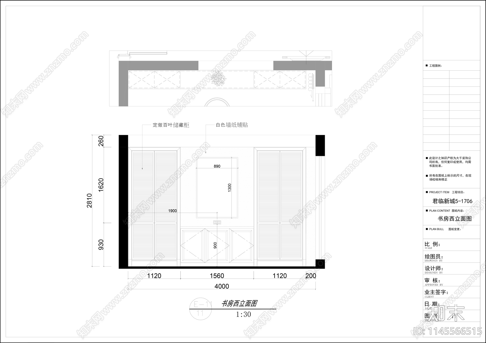 欧式家装平层室内cad施工图下载【ID:1145566515】