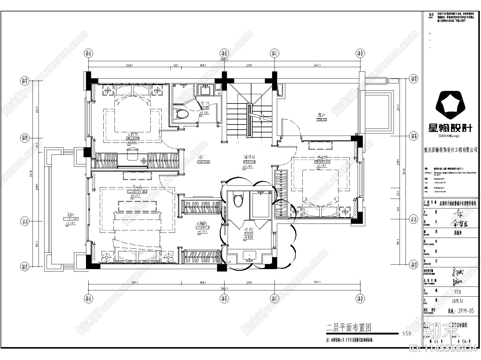 欧式家装别墅平层室内cad施工图下载【ID:1145566924】