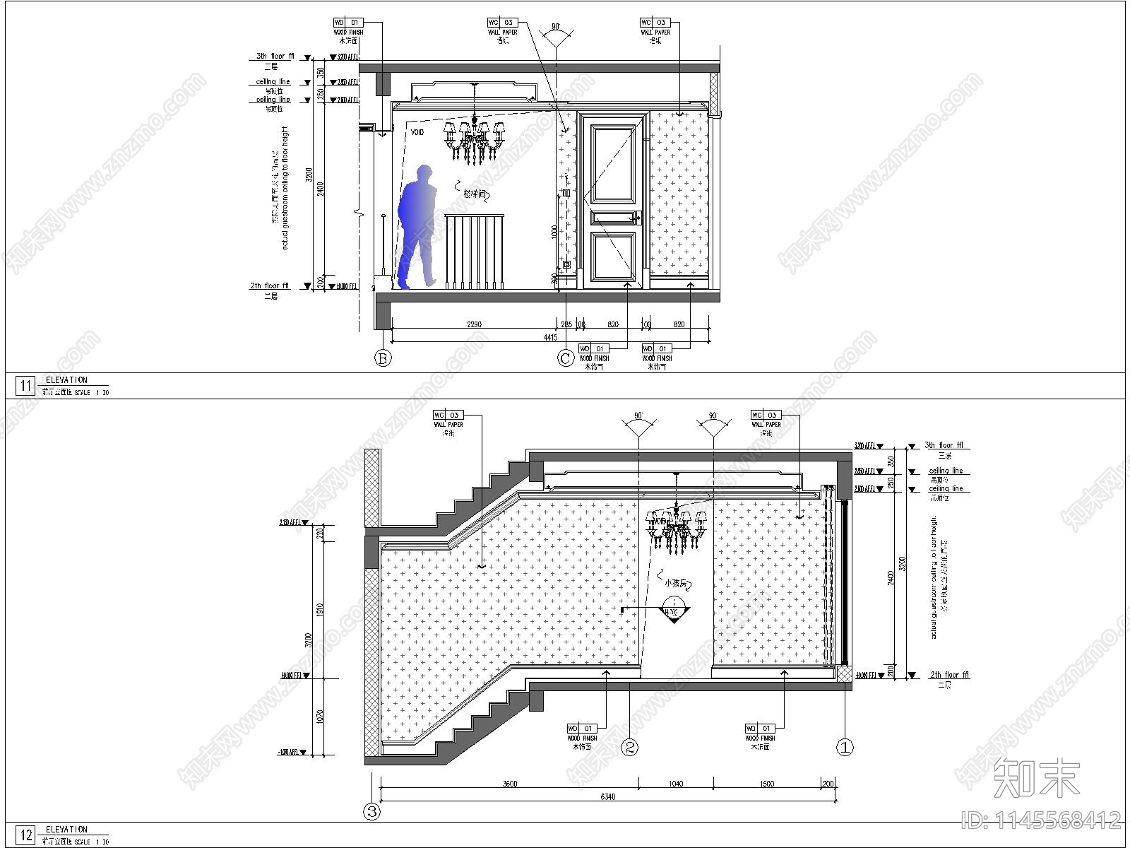 欧式家装豪宅室内cad施工图下载【ID:1145568412】