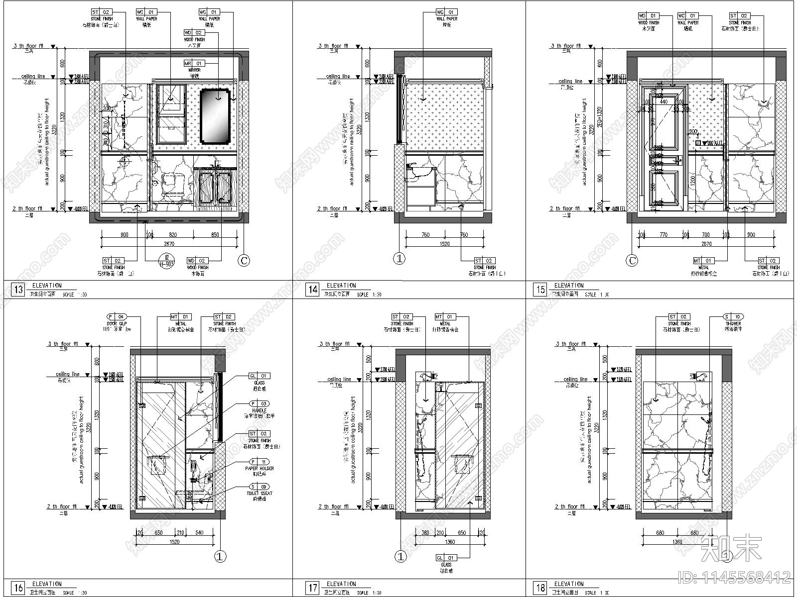 欧式家装豪宅室内cad施工图下载【ID:1145568412】