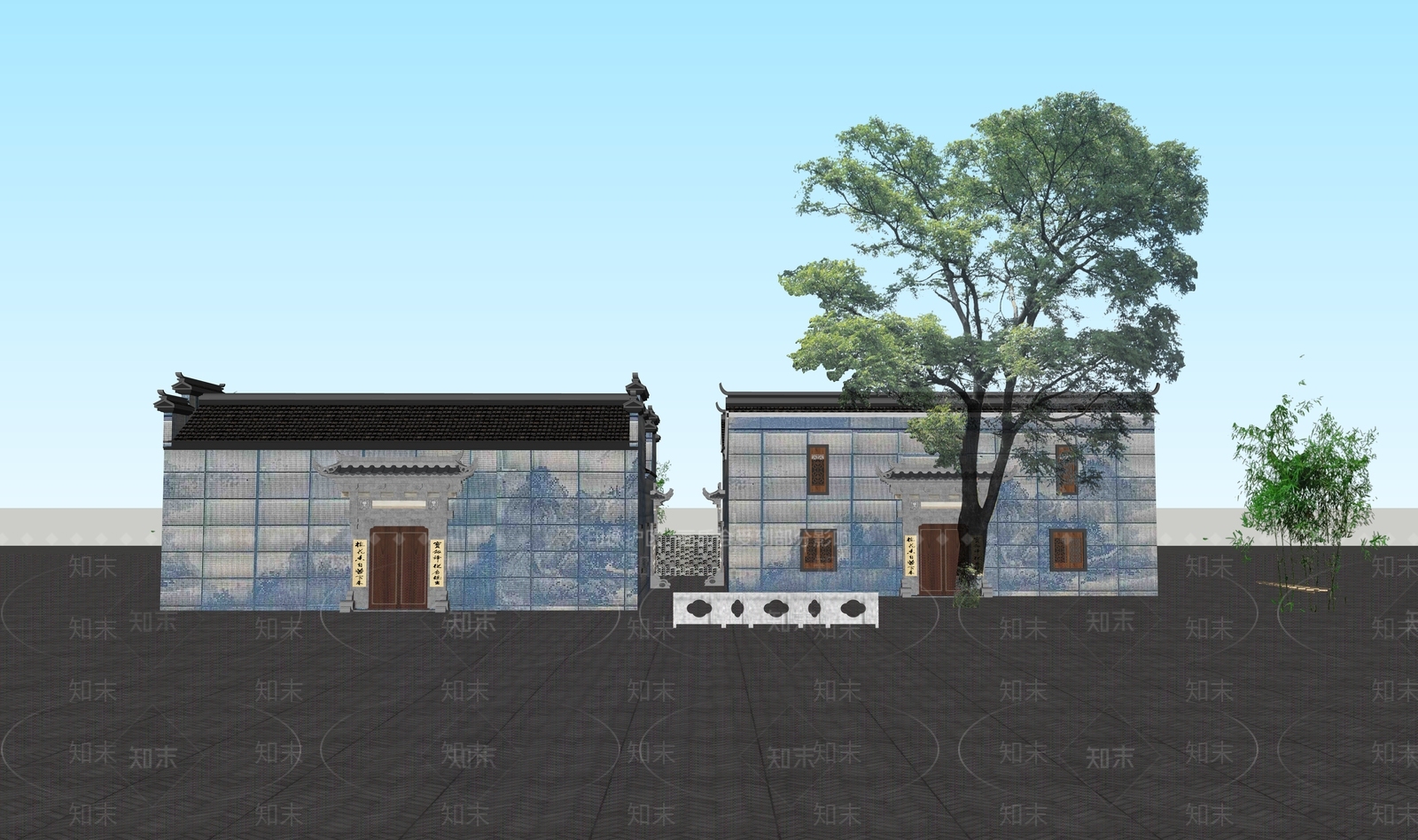 中式古建筑SU模型下载【ID:1145569318】