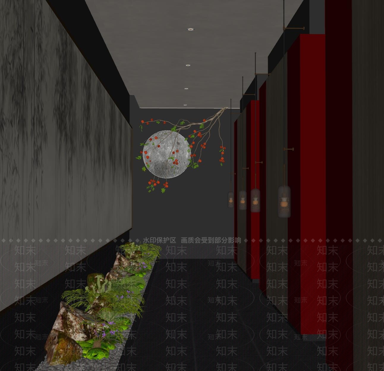 现代酒店玄关过道SU模型下载【ID:1145572372】