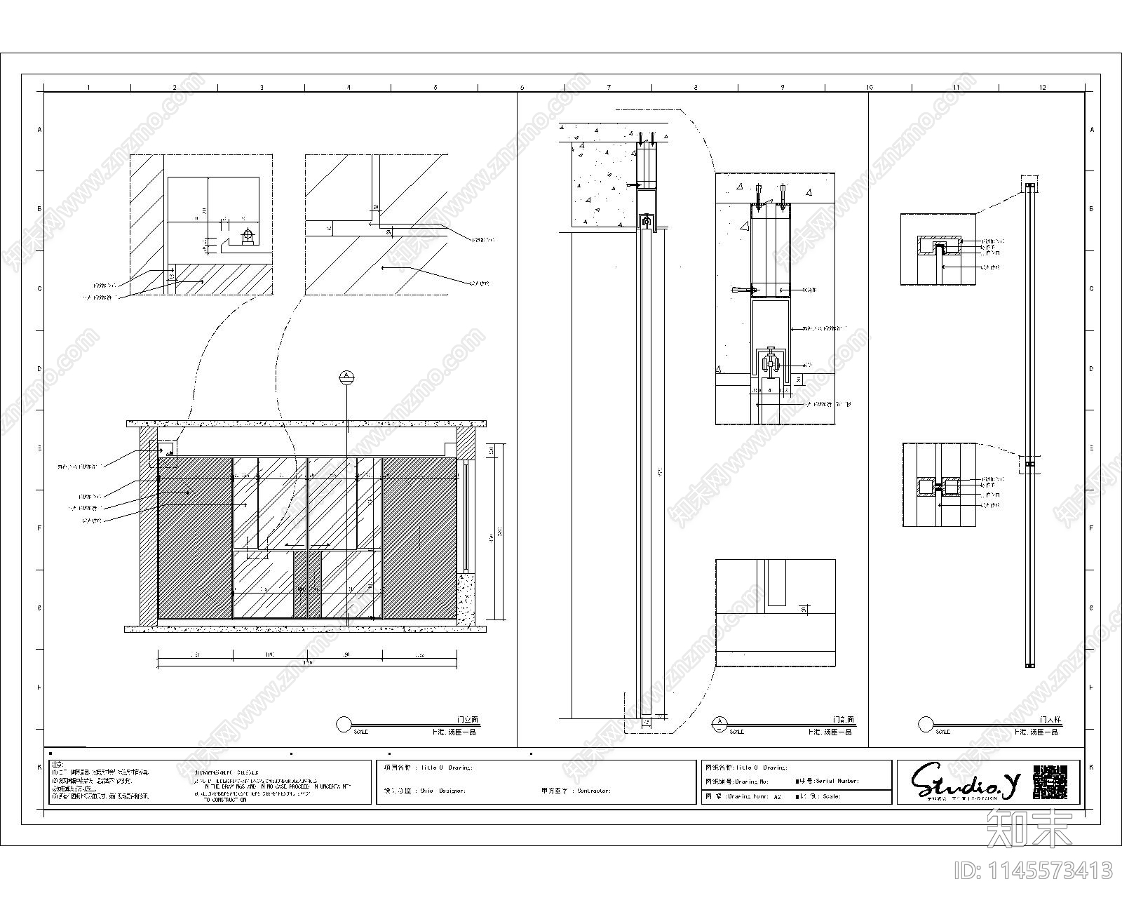 现代家装豪宅室内cad施工图下载【ID:1145573413】