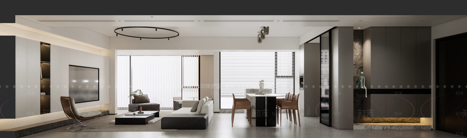 现代风格客餐厅SU模型下载【ID:1145574380】