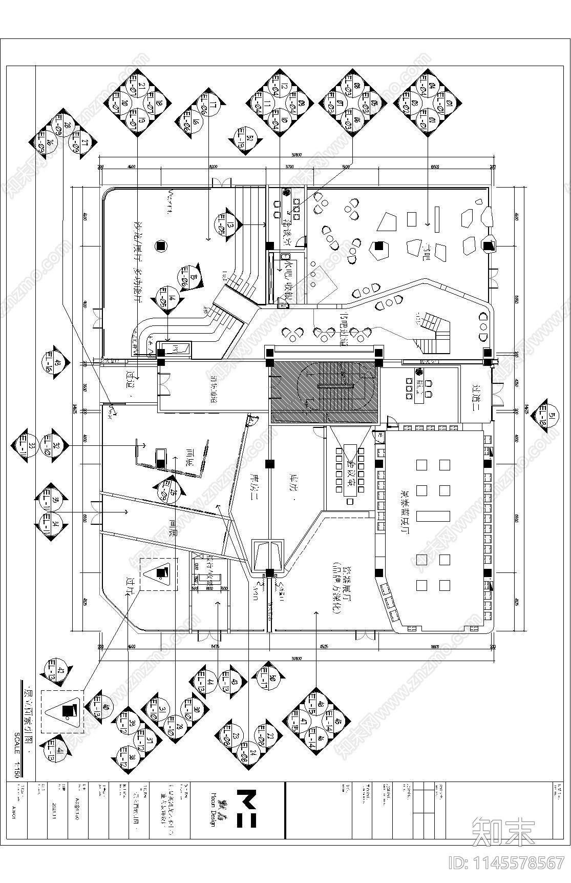 艺术中心室内施工图下载【ID:1145578567】