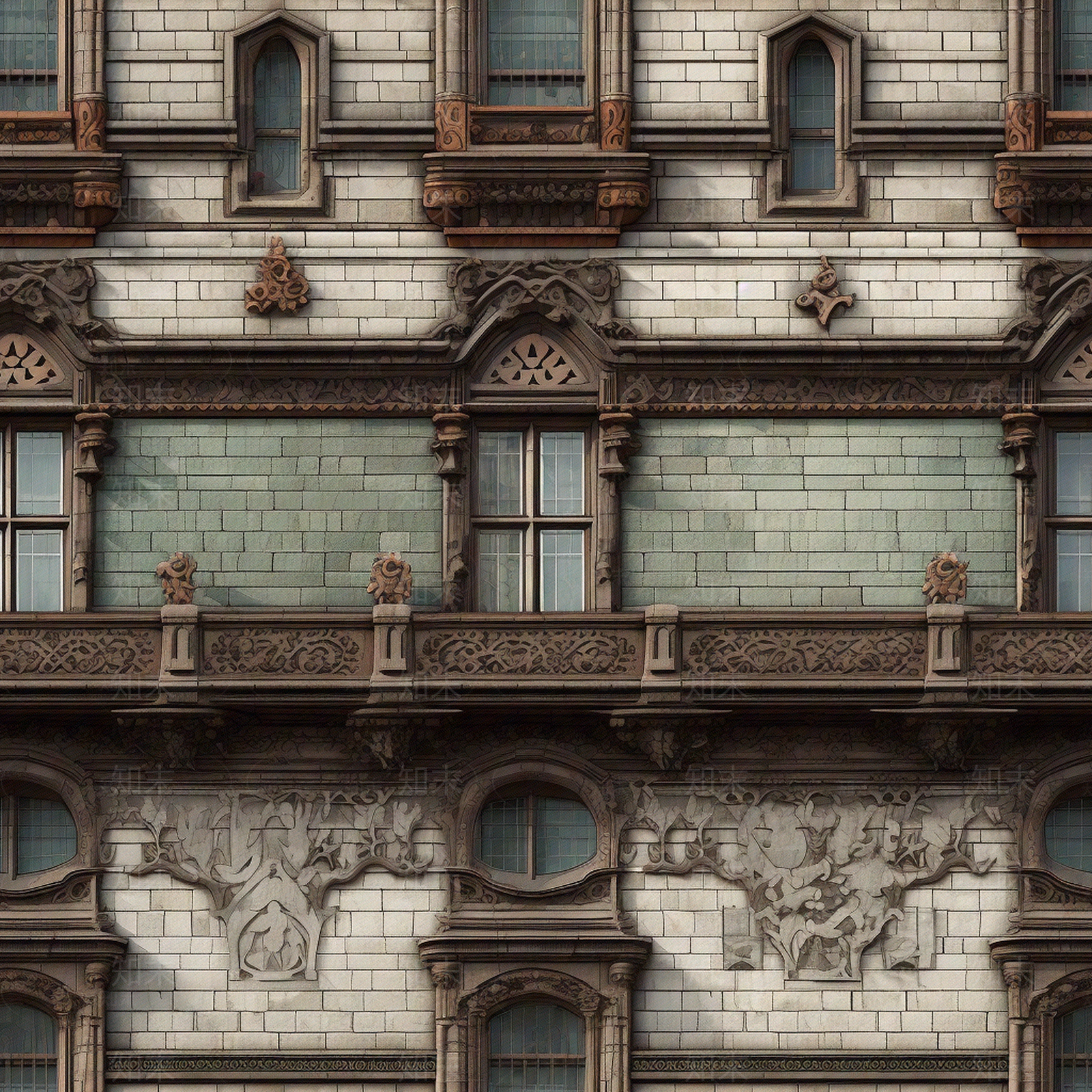 无缝老旧古代欧式建筑立面贴图下载【ID:1145585785】