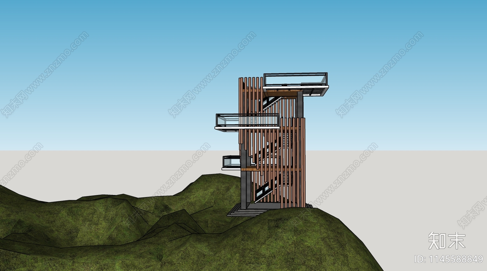 现代景观塔楼SU模型下载【ID:1145588849】