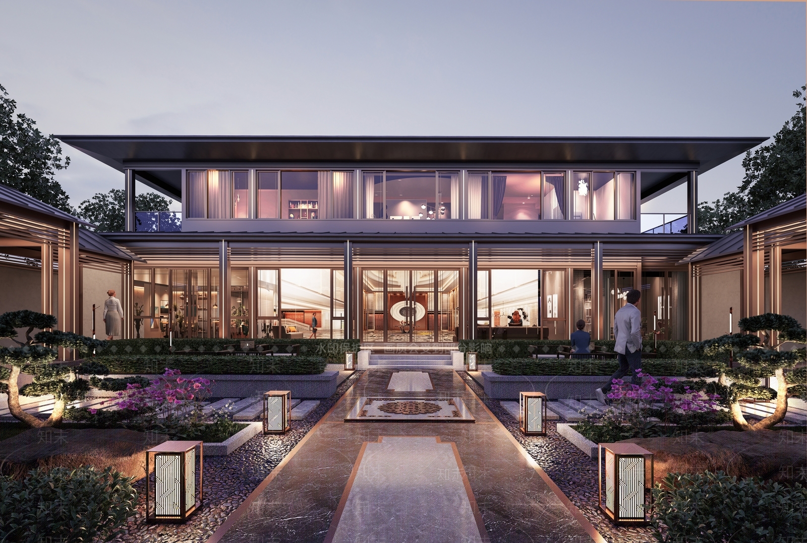 新中式会所建筑SU模型下载【ID:1145589782】