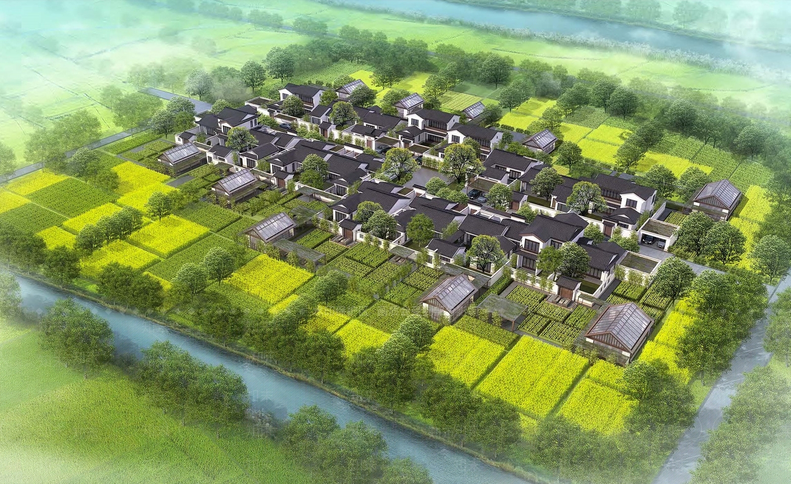 新中式美丽乡村SU模型下载【ID:1145591885】