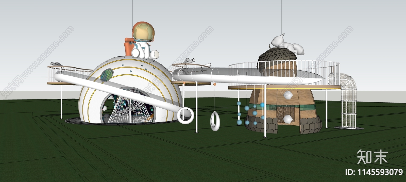 儿童滑梯SU模型下载【ID:1145593079】