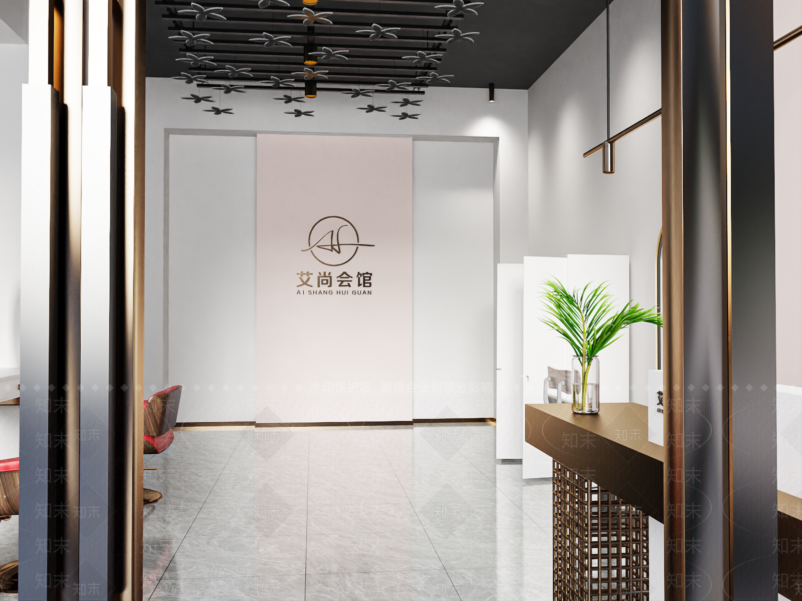 现代美发店3D模型下载【ID:1145598630】