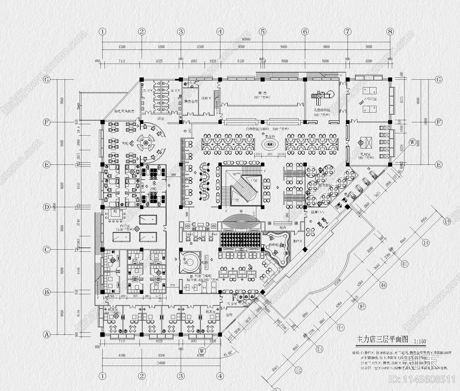 会所CADcad施工图下载【ID:1145608511】