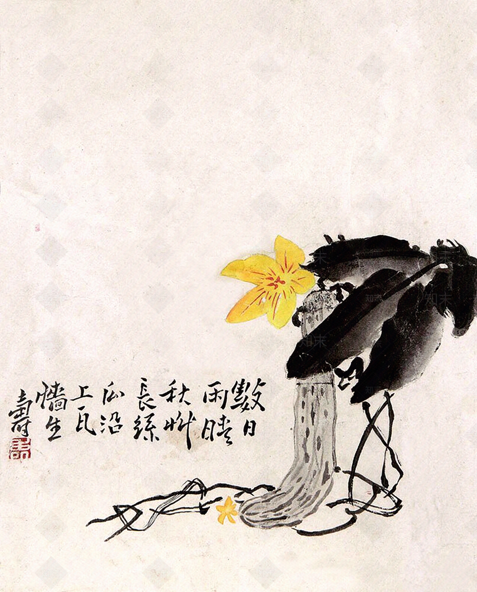 中式写意国画农家挂画贴图下载【ID:1145609883】