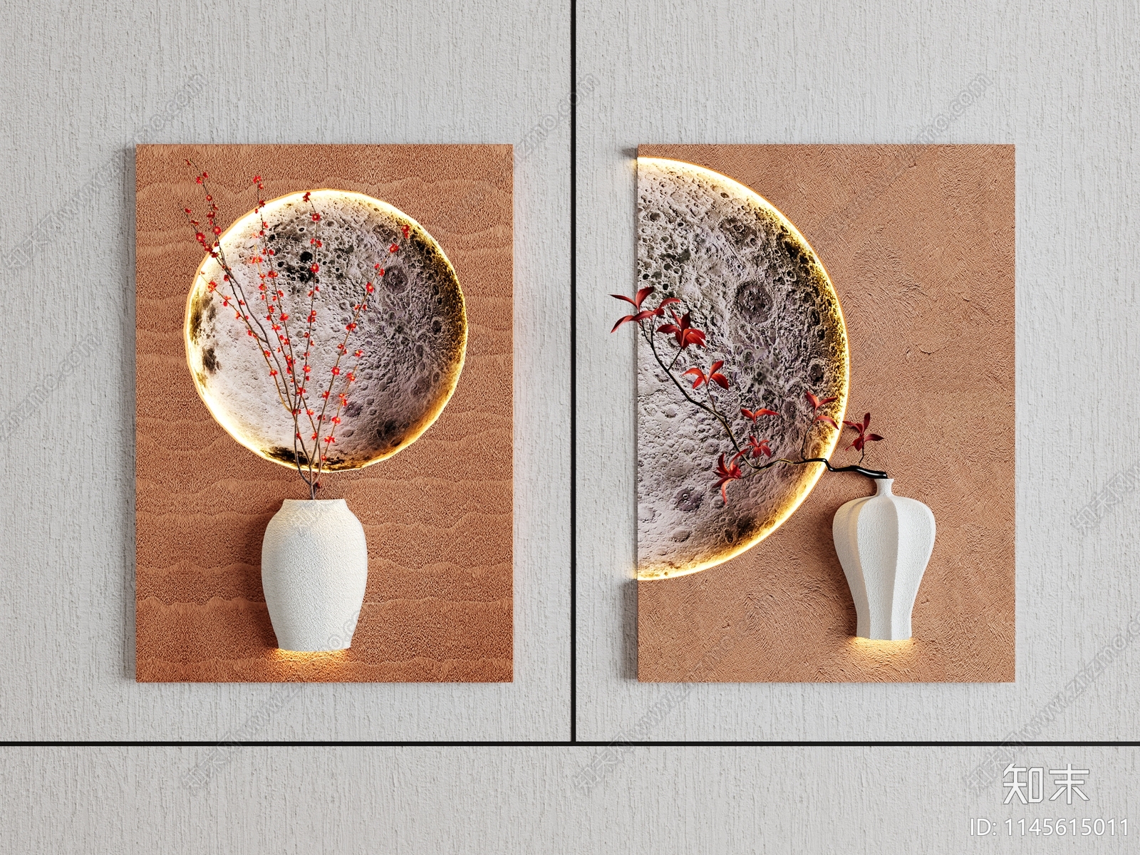 侘寂风墙饰挂件3D模型下载【ID:1145615011】