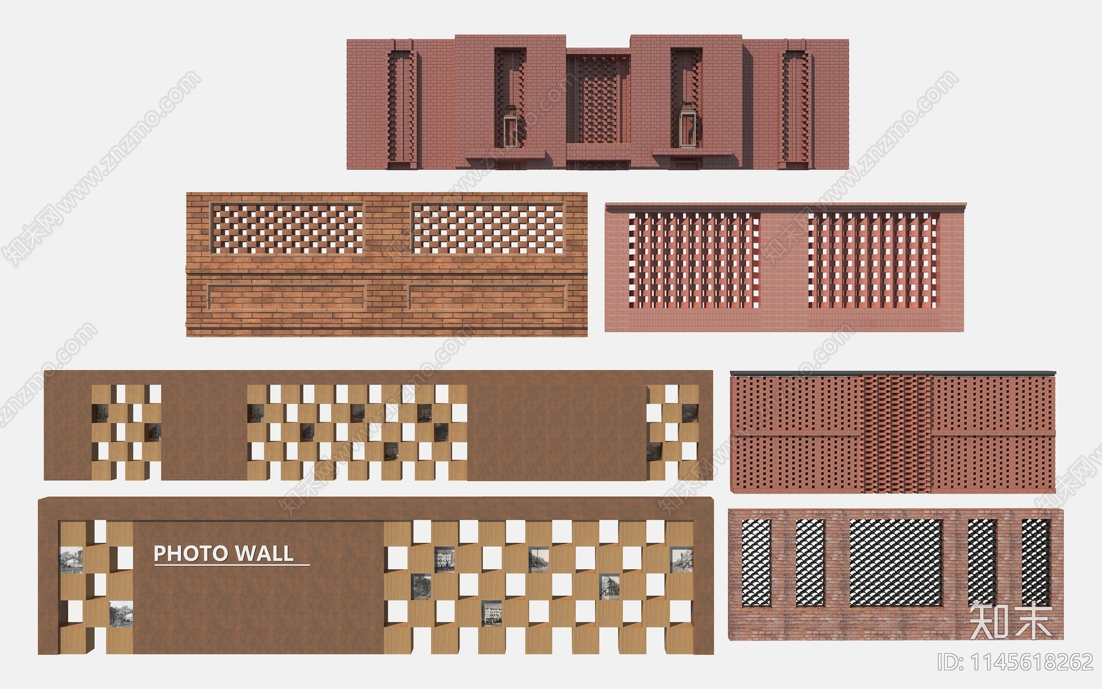 现代红砖景墙3D模型下载【ID:1145618262】