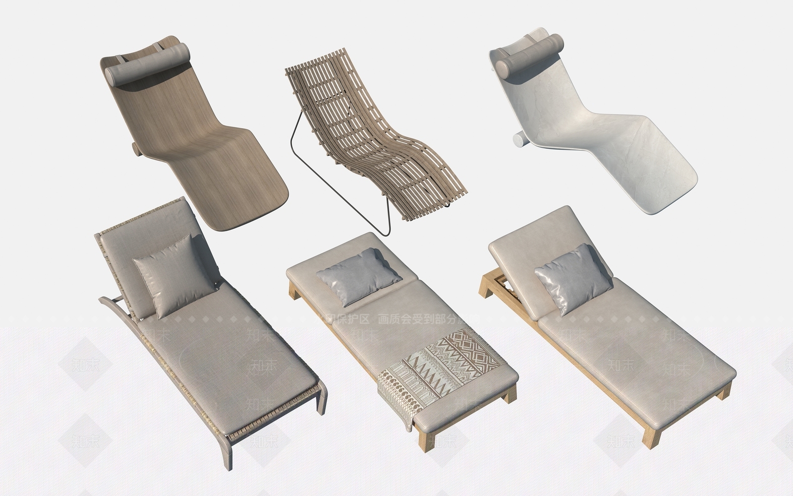 现代户外躺椅3D模型下载【ID:1145618476】