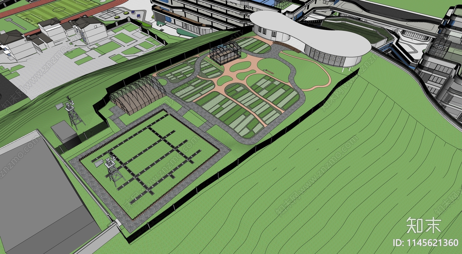 现代校园景观SU模型下载【ID:1145621360】
