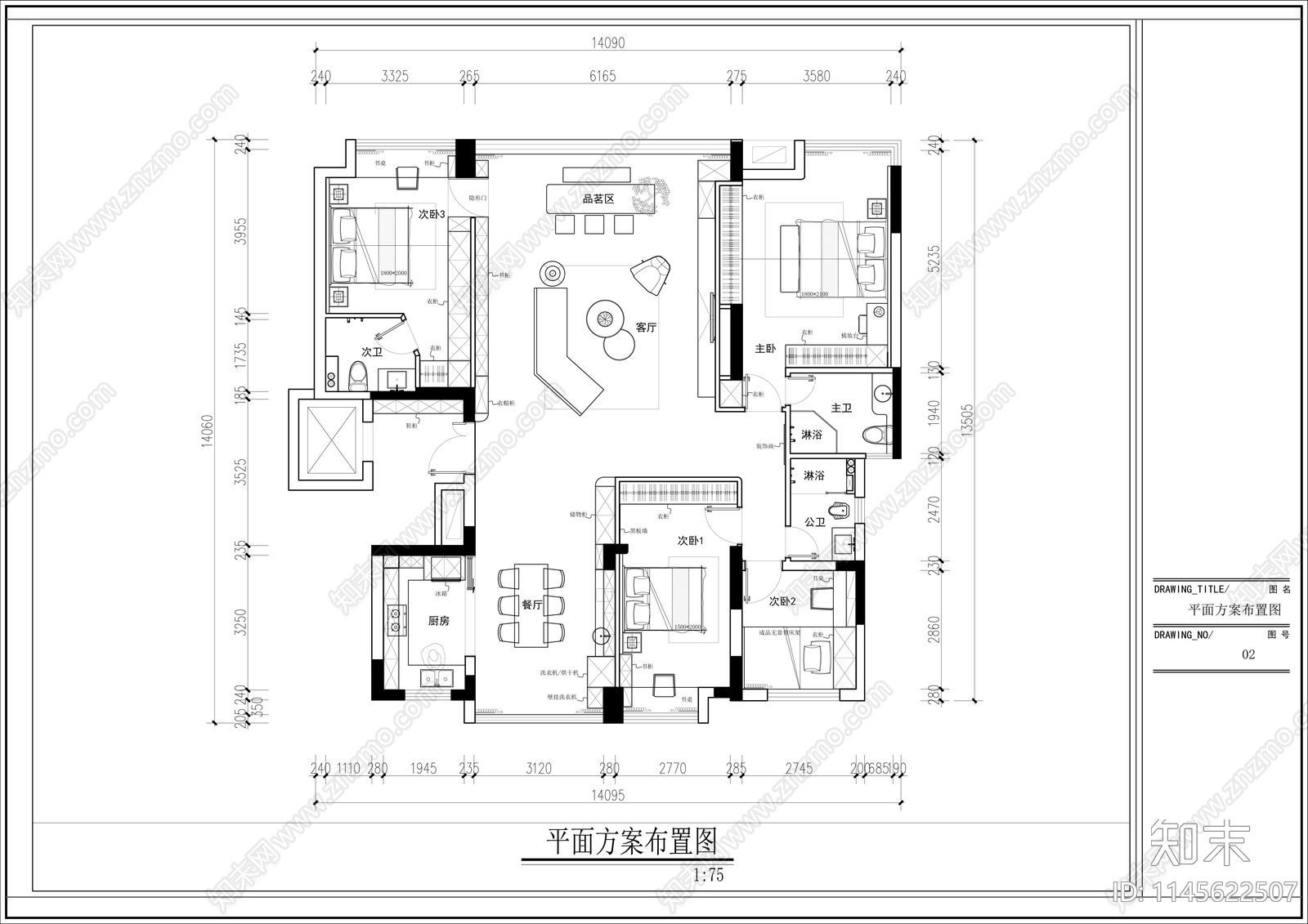 意式极简家装室内cad施工图下载【ID:1145622507】