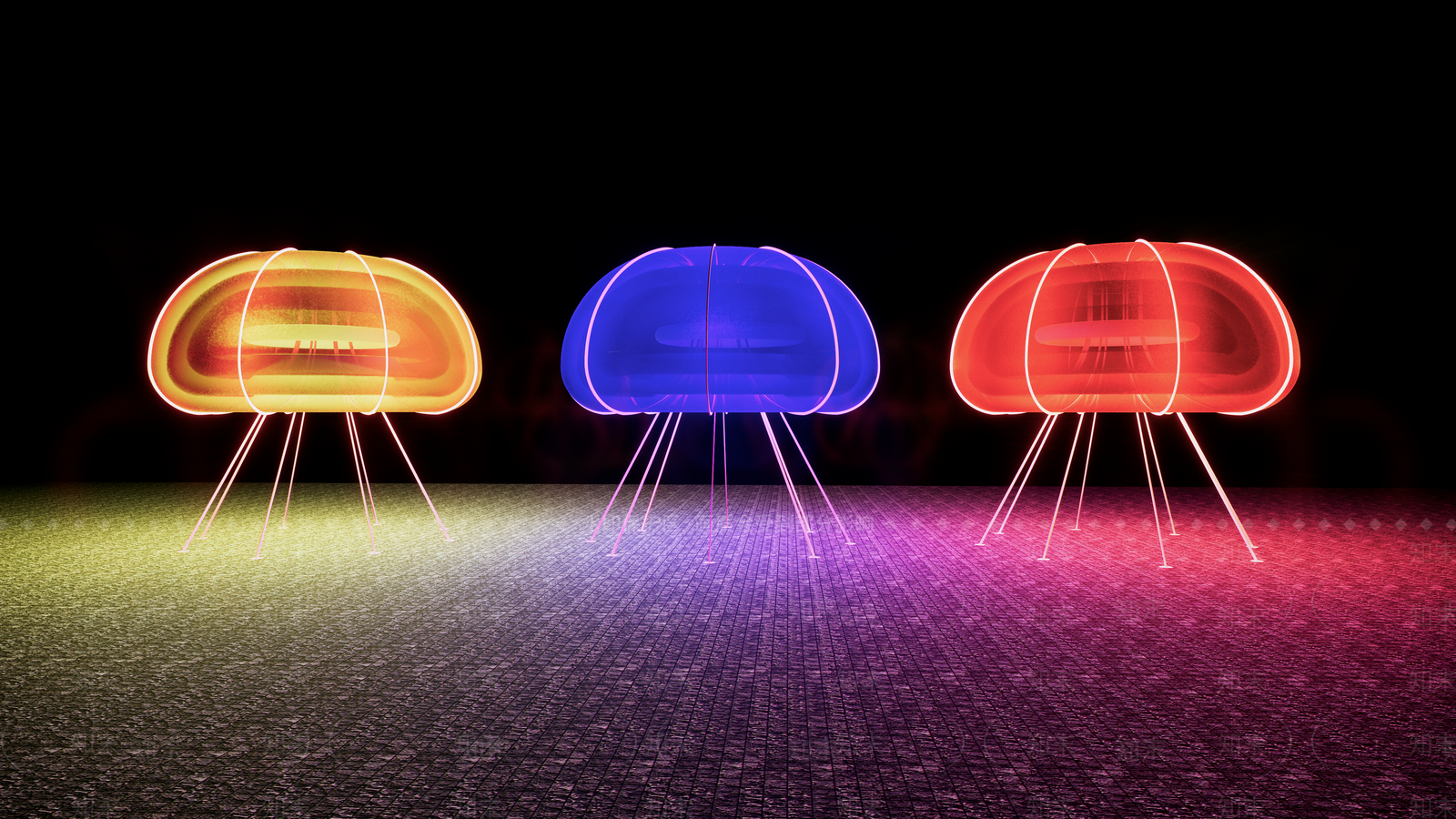 现代广场水母造型景观灯SU模型下载【ID:1145623810】