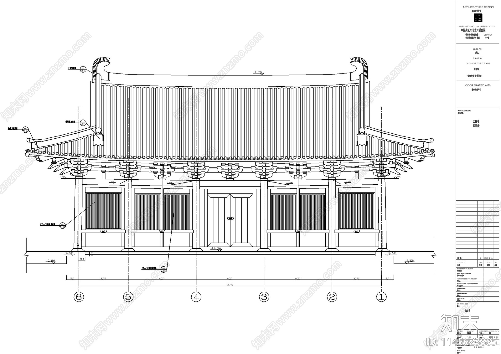 天王殿古建筑详图cad施工图下载【ID:1145623885】