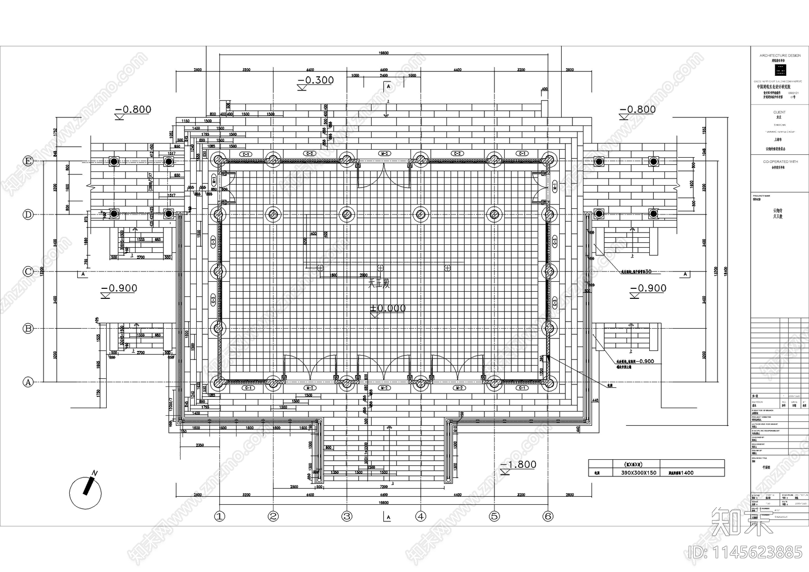 天王殿古建筑详图cad施工图下载【ID:1145623885】