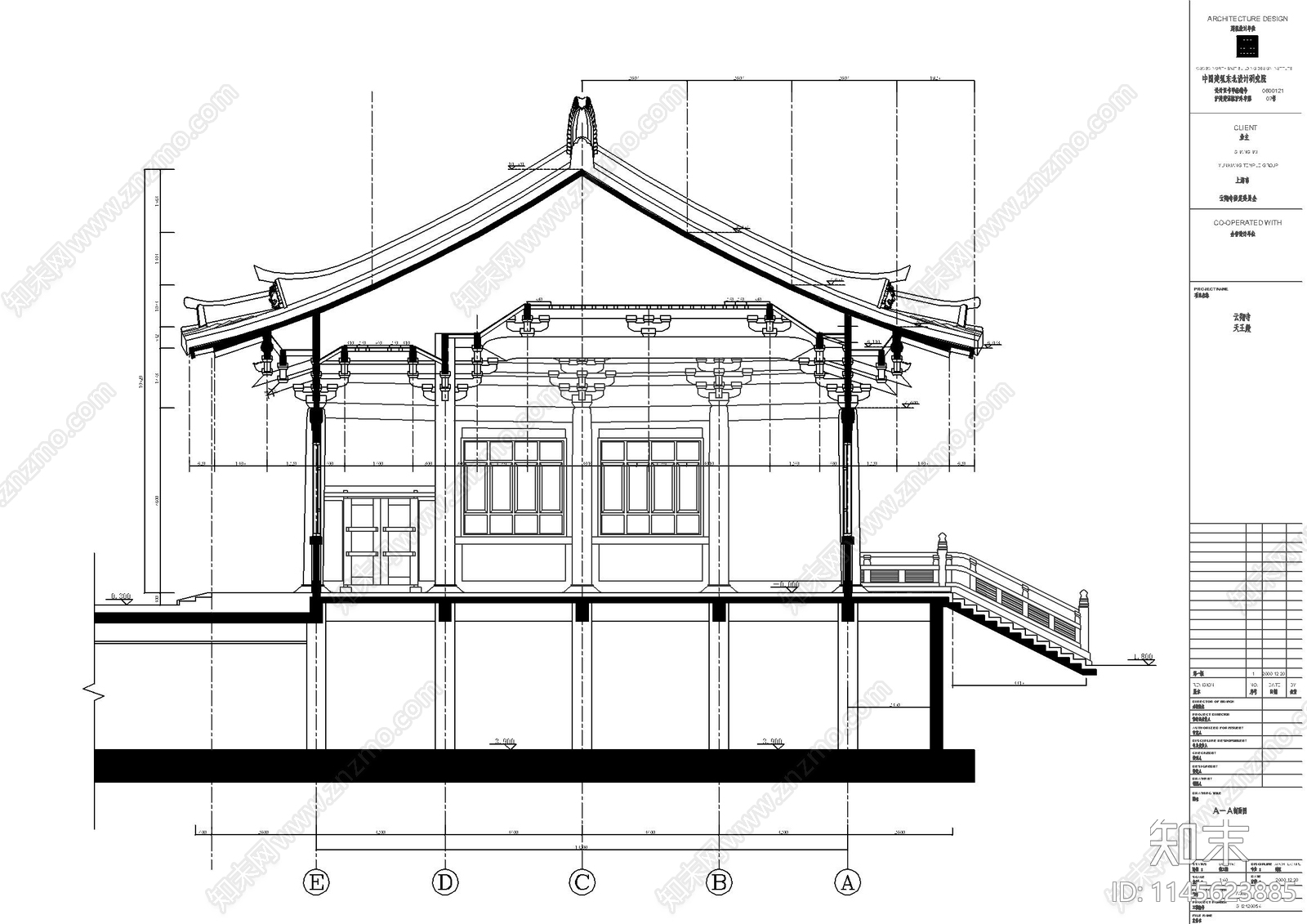 天王殿古建筑详图cad施工图下载【ID:1145623885】