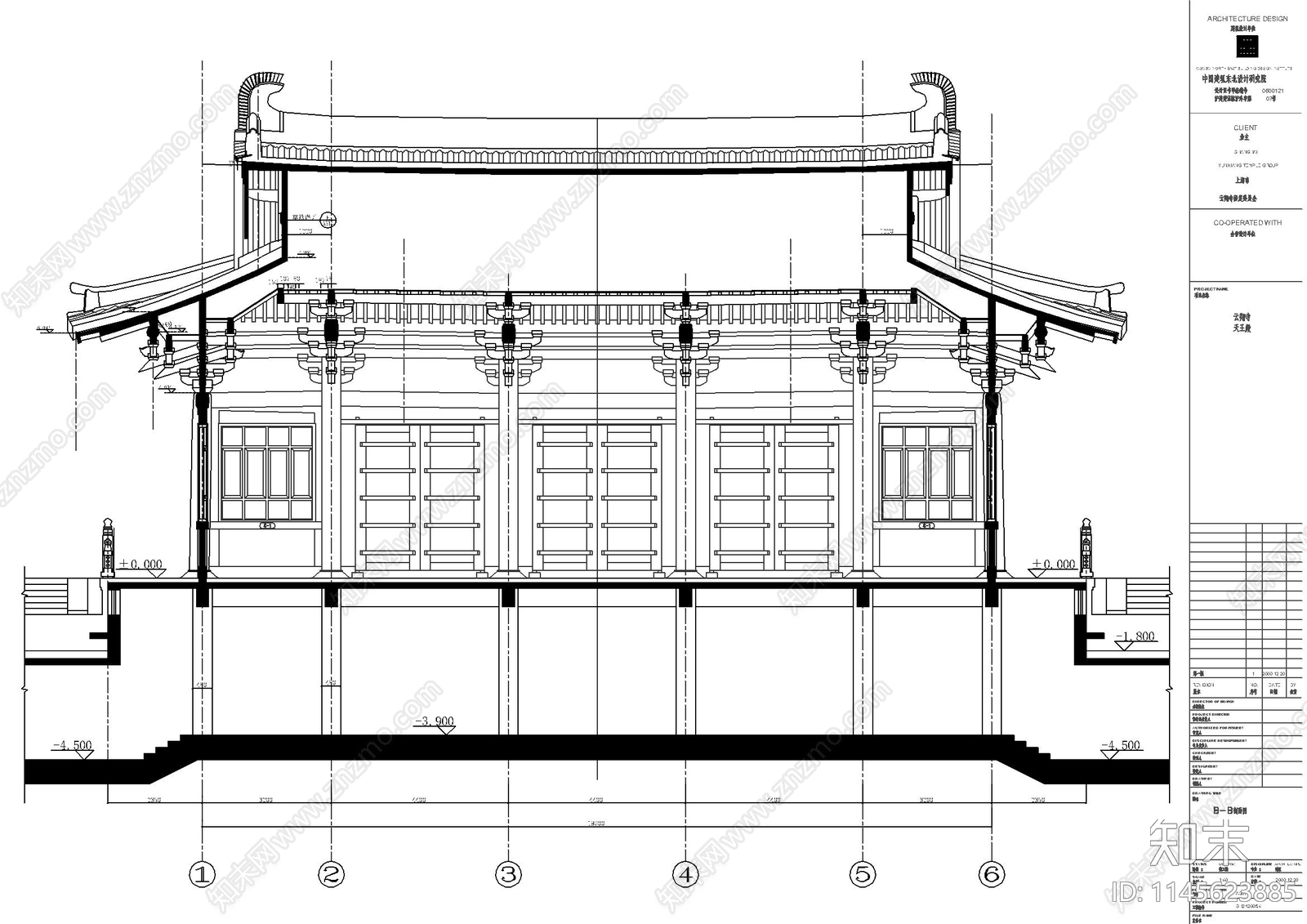 天王殿古建筑详图cad施工图下载【ID:1145623885】